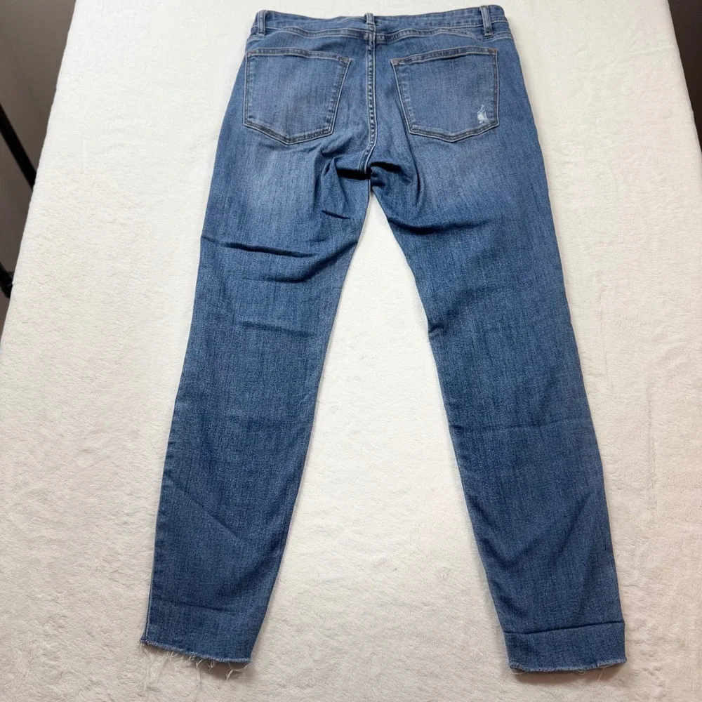 H&M Distressed Skinny Jeans Womens 8 Blue Good‎ Raw Hem Ripped Denim